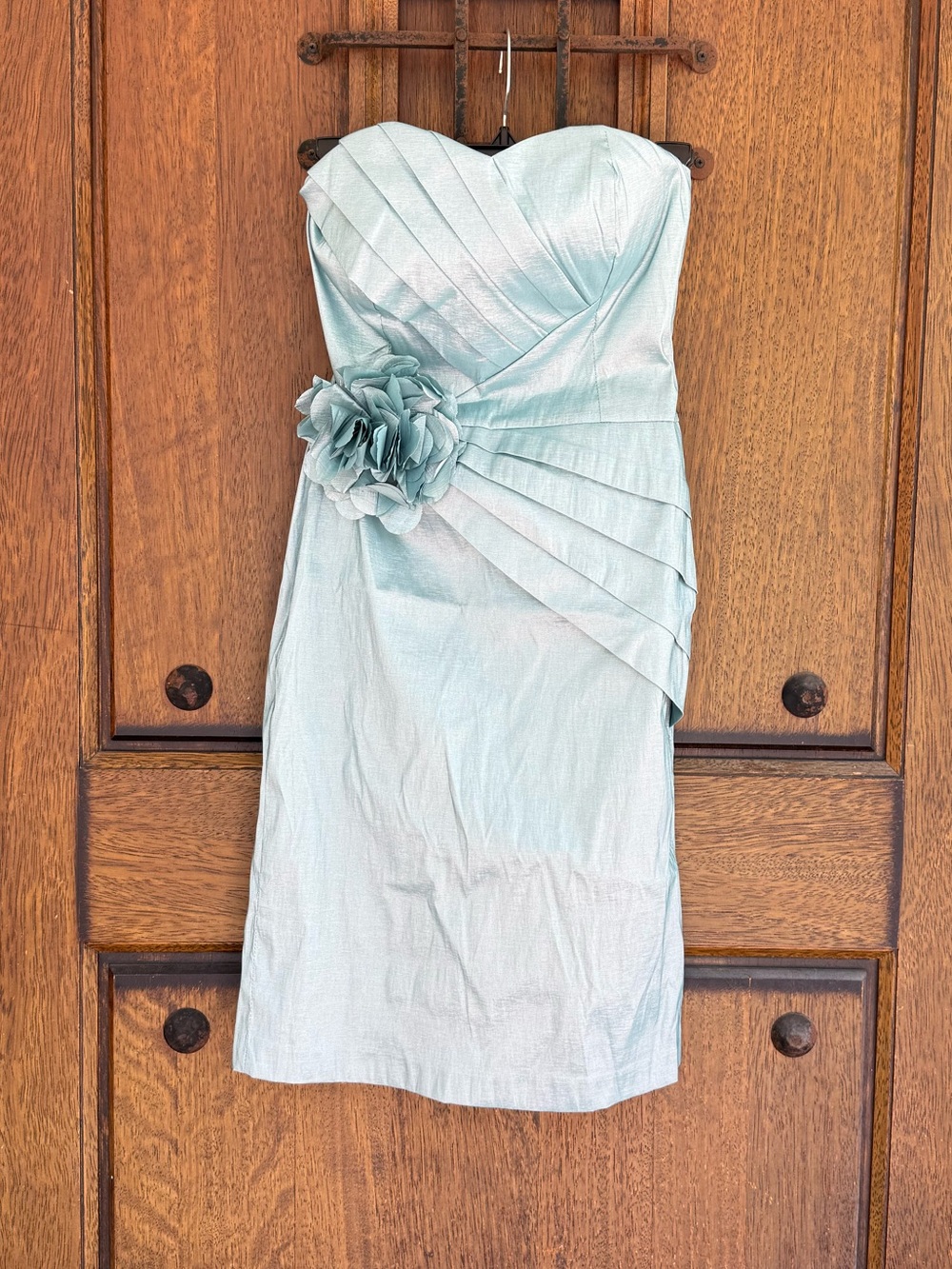 Forever 21 Strapless Greenish Blue Pleated Cocktail Dress Size S